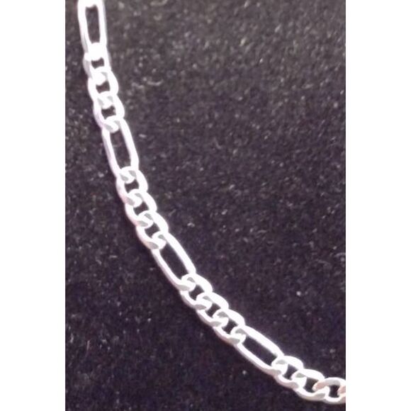 Sterling Silver 925 Plated 18 Inch Figaro Chain Necklace New 1/16th+" Wide New - Picture 4 of 4